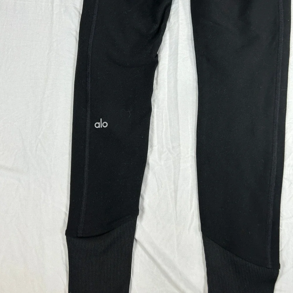 Alo Yoga Alosoft Lounge Legging Black High Waist Ribbed Cuff W5762R Small